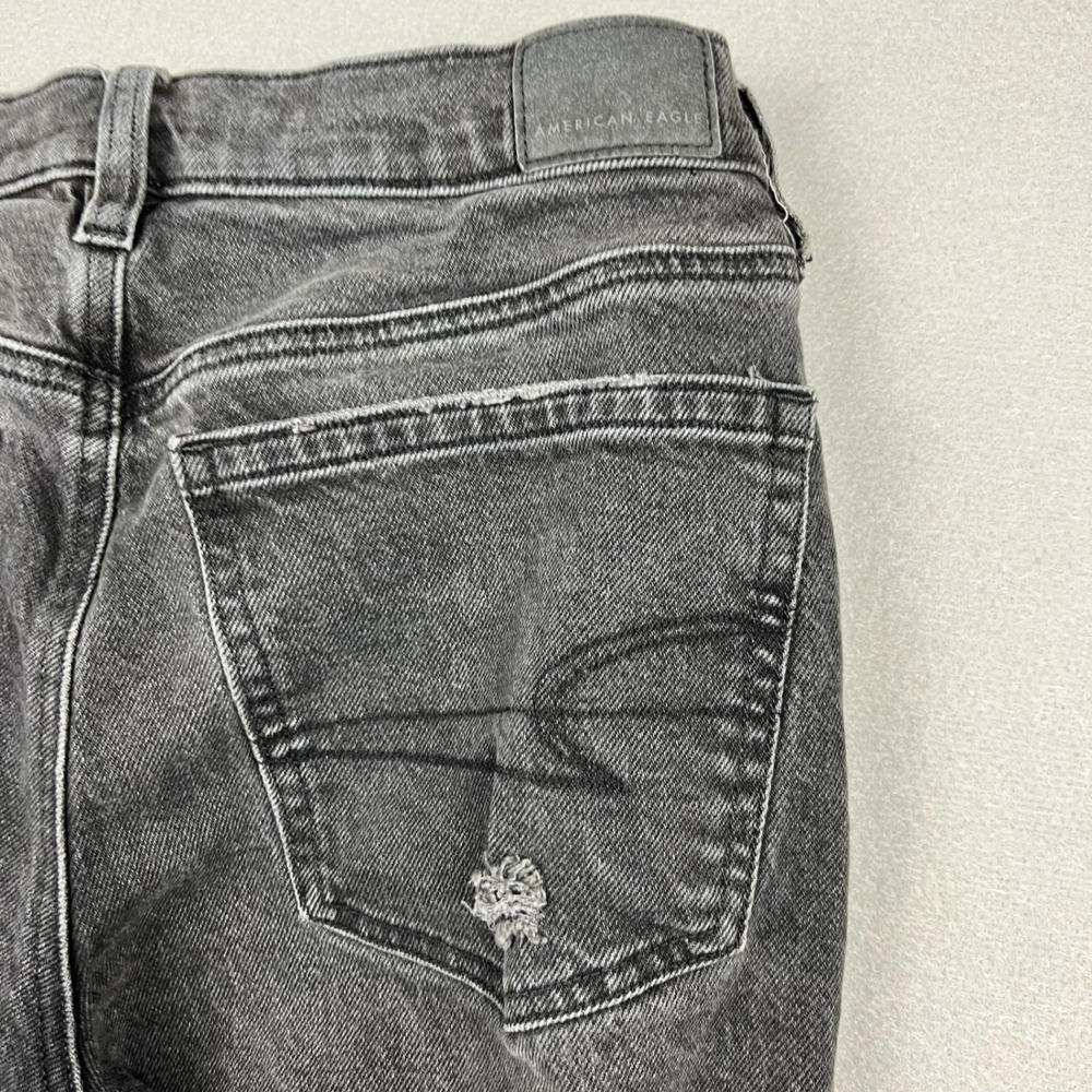 American Eagle Womens 8 Black High Rise Ankle Straight Distressed Jeans Stretch - Picture 8 of 11